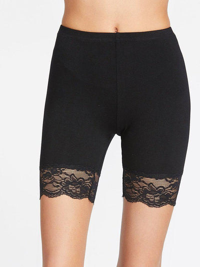 Lace Trim Short Leggings-bottom-Des Mess