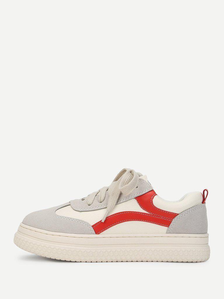 Lace Up Splice Platform Sneakers-shoes-Des Mess