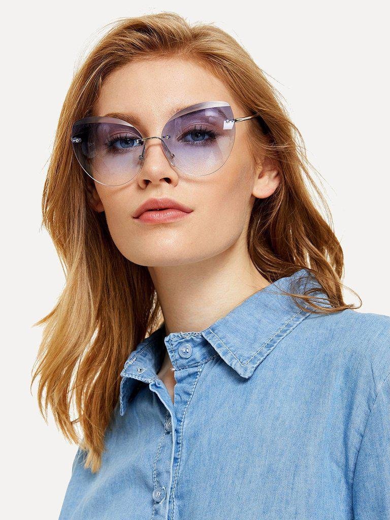 Rimless Cat Eye Sunglasses-accessories-Des Mess