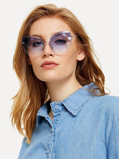 Rimless Cat Eye Sunglasses-accessories-Des Mess
