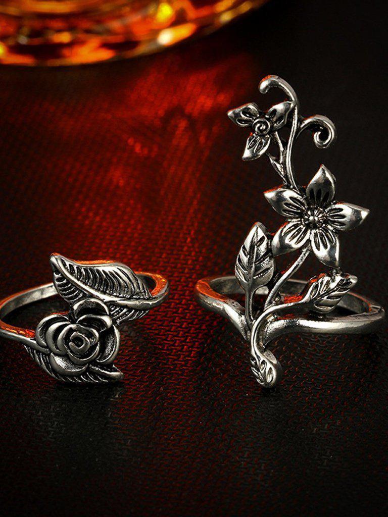 Spiral Flower Wrap Ring Set 4pcs-jewelry-Des Mess