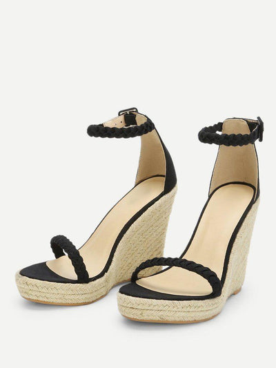Plaited Strap Espadrille Wedge Sandals-shoes-Des Mess