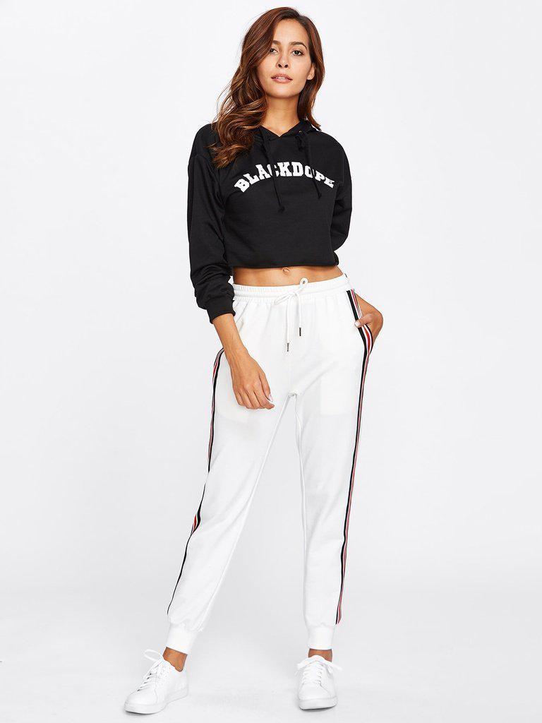 Striped Tape Side Drawstring Sweatpants-bottom-Des Mess