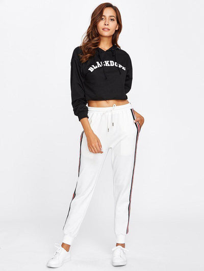 Striped Tape Side Drawstring Sweatpants-bottom-Des Mess