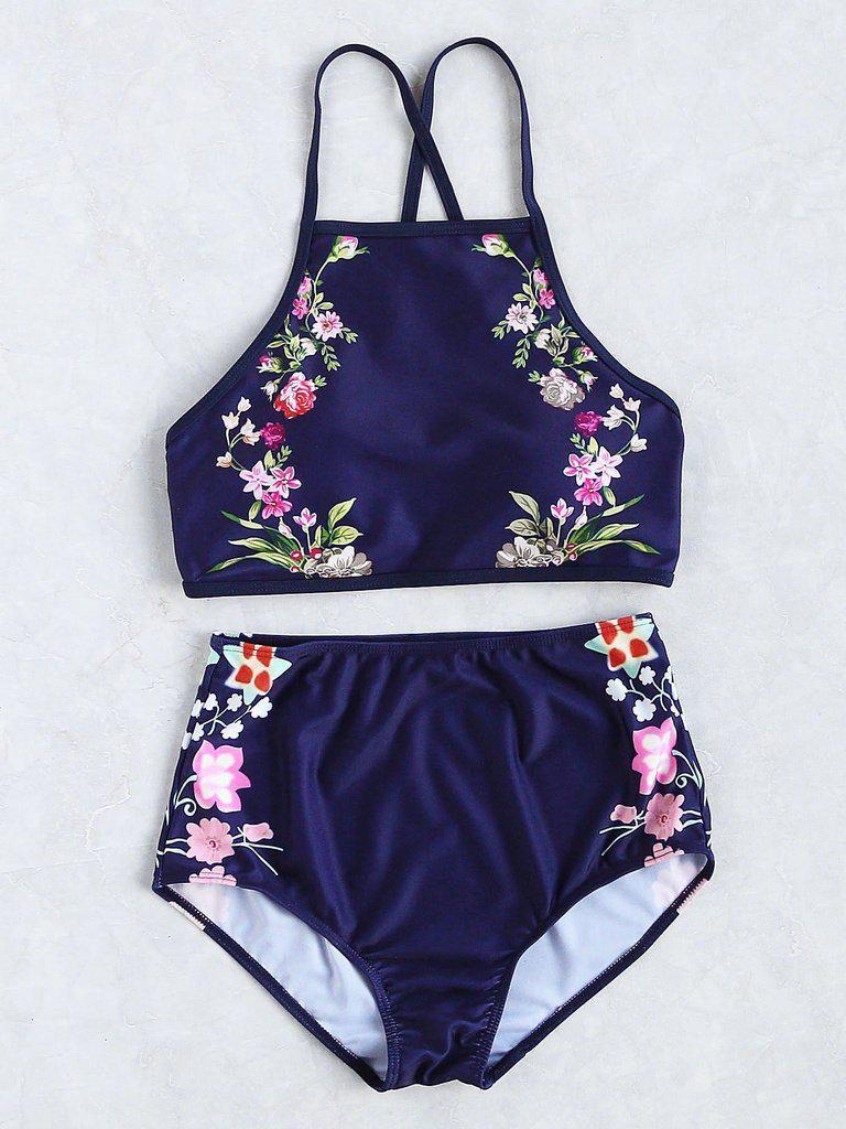 Calico Print High Waist Tankini Set-swimwear-Des Mess