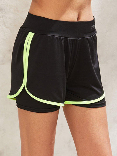 Letter Print 2 in 1 Dolphin Hem Sports Shorts-sportswear-Des Mess
