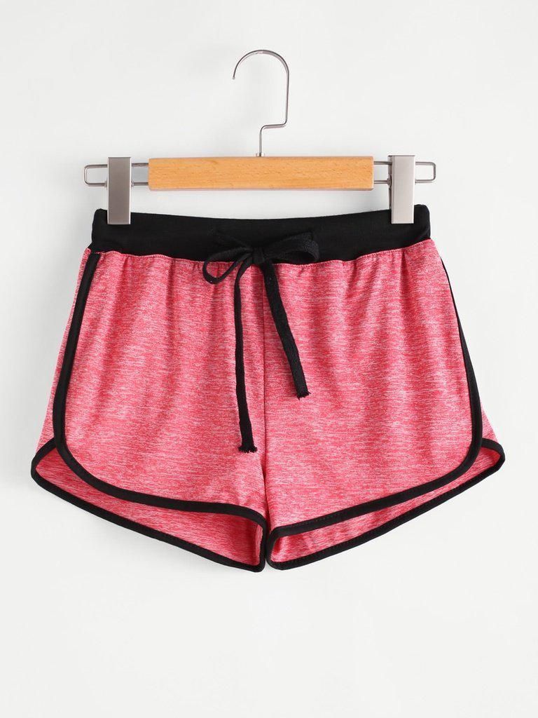 Drawstring Waist Ringer Shorts-bottom-Des Mess