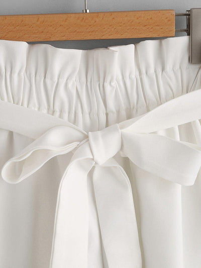 Frill Waist Self Tie Shorts-bottom-Des Mess