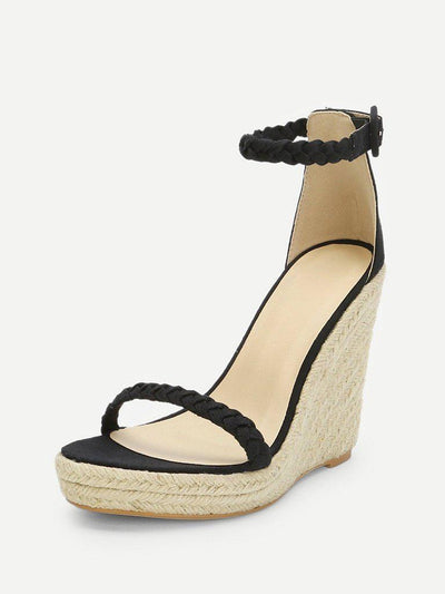 Plaited Strap Espadrille Wedge Sandals-shoes-Des Mess