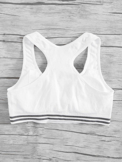 Striped Detail Racerback Sports Bra-sportswear-Des Mess