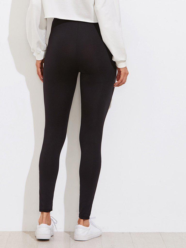 Slogan Print Leggings-bottom-Des Mess