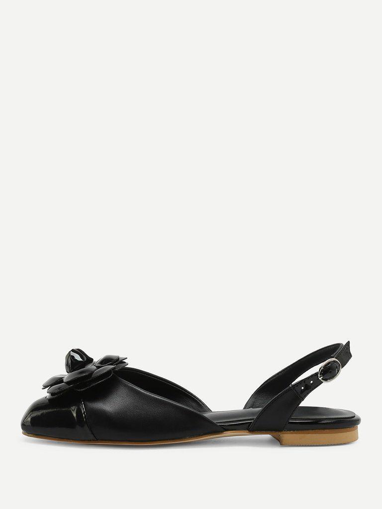 Flower Decorated Slingback Flats-shoes-Des Mess