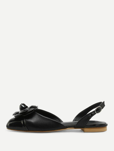 Flower Decorated Slingback Flats-shoes-Des Mess