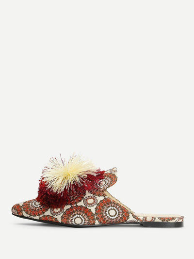 Pom Pom Decorated Flats-shoes-Des Mess