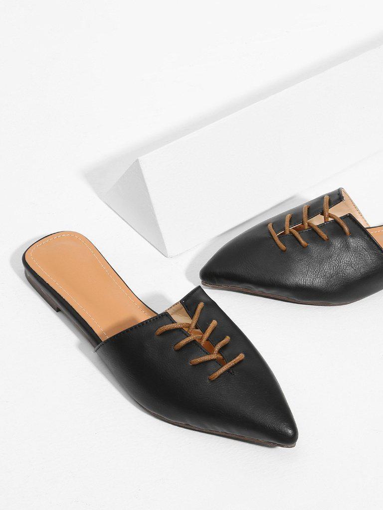Pointed Toe Flat Mules-shoes-Des Mess