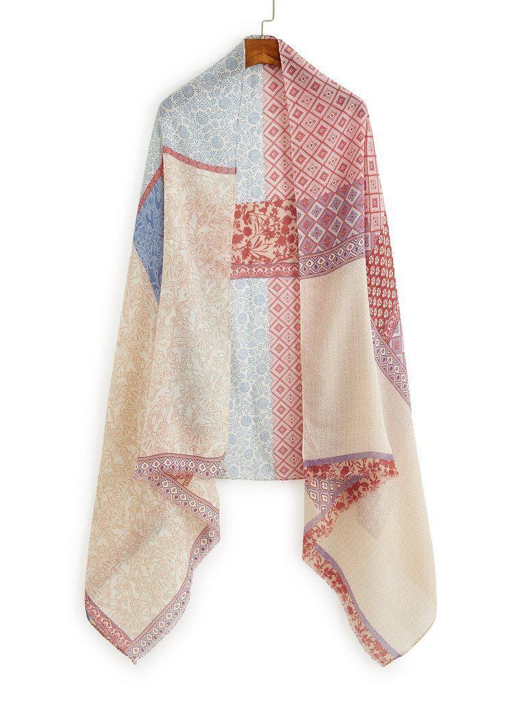 Frayed Trim Colorblock Scarf-accessories-Des Mess