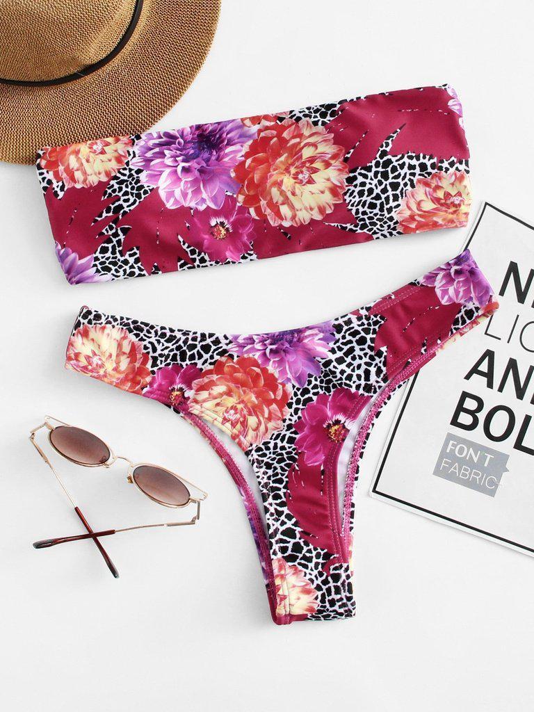 Ladder Cutout Back Bandeau Bikini Set-swimwear-Des Mess