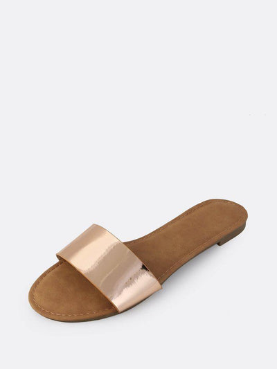 Classic Metallic Slip On Sandals ROSE GOLD-shoes-Des Mess
