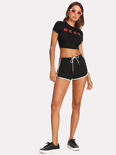 Contrast Binding Color Block Dolphin Shorts-bottom-Des Mess