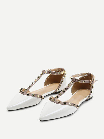 T-strap Studded Ballet Flats-shoes-Des Mess