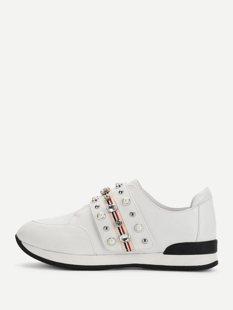 Rhinestone Design Slip On Sneakers-shoes-Des Mess