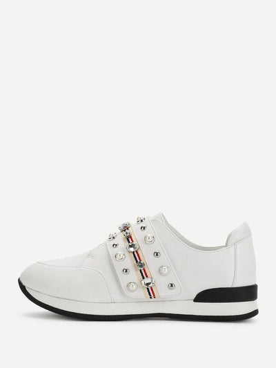Rhinestone Design Slip On Sneakers-shoes-Des Mess