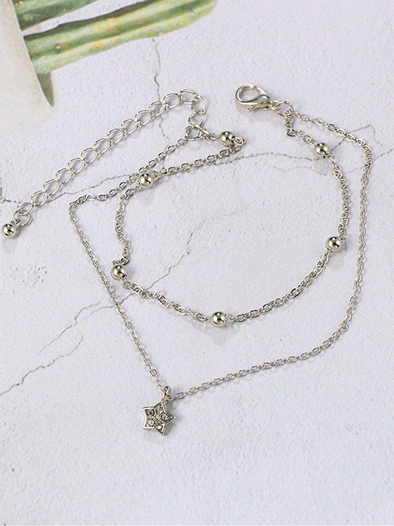 Star Charm Layered Chain Anklet-jewelry-Des Mess