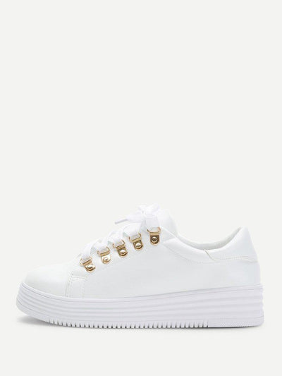 Lace Up Flatform PU Sneakers-sportswear-Des Mess