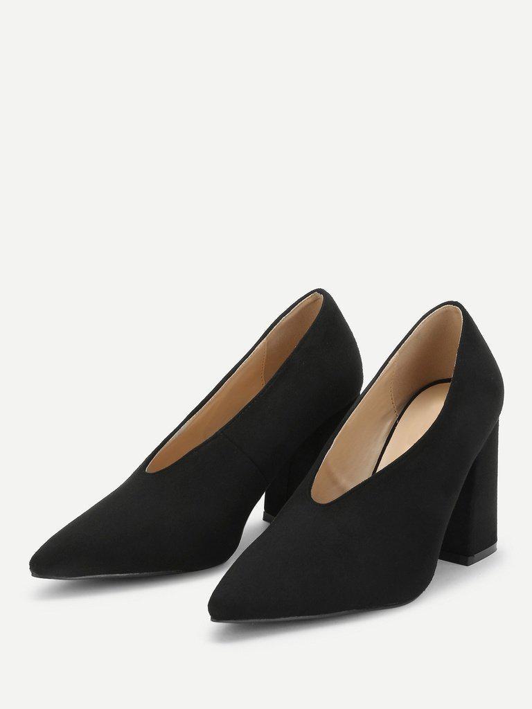 High Vamp Chunky Heeled Pumps-shoes-Des Mess