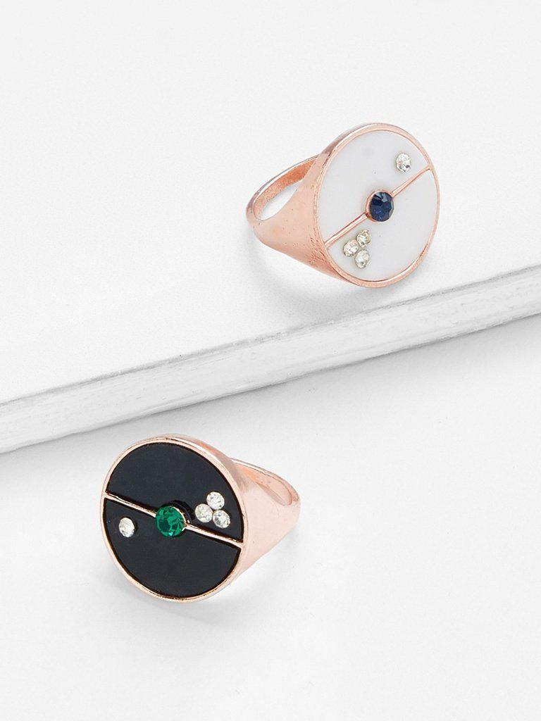 Round Design Ring Set 2pcs-jewelry-Des Mess