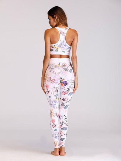 Floral Print Sports Bra With Leggings-sportswear-Des Mess