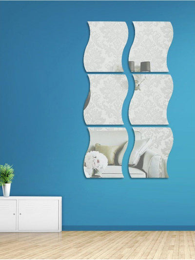 Wave Shape Mirror Wall Sticker Set 6pcs-others-Des Mess