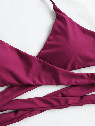 Calico Print High Waist Wrap Bikini Set--Des Mess