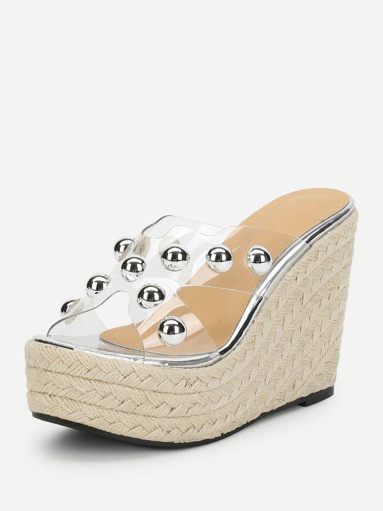 Studded Platform Espadrille Wedges-shoes-Des Mess