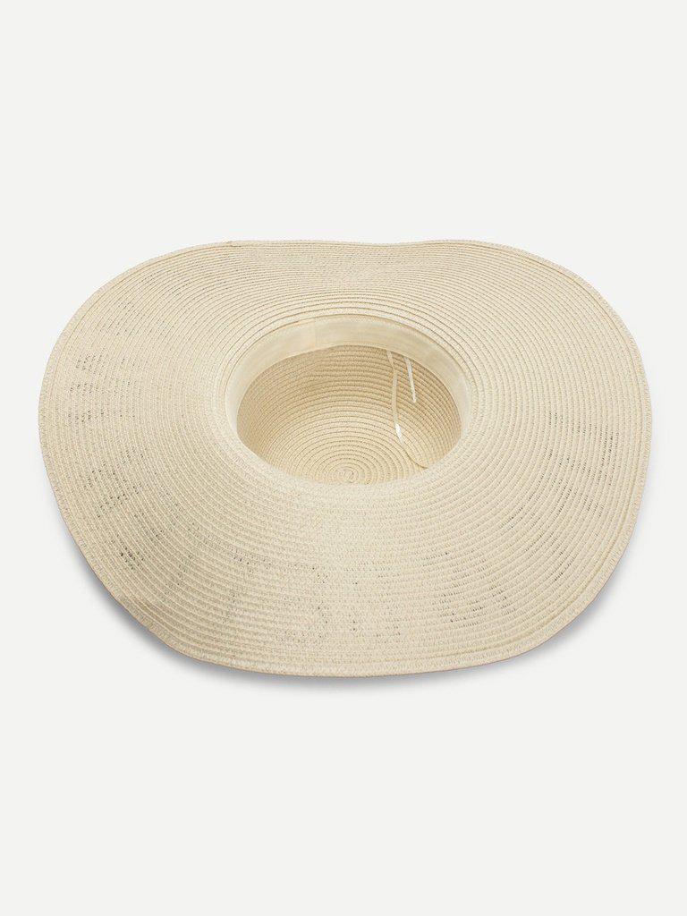 Letter Print Wide Brim Straw Hat-accessories-Des Mess