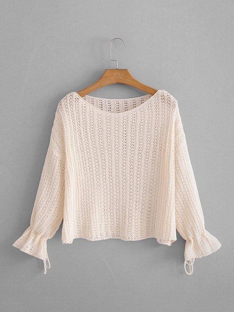 Drop Shoulder Open-Knit Jumper-outerwear-Des Mess