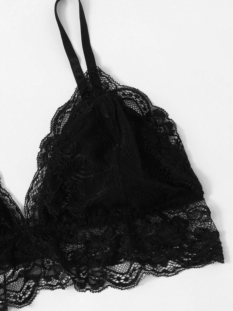 Scallop Trim Lace Bralette-lingerie-Des Mess