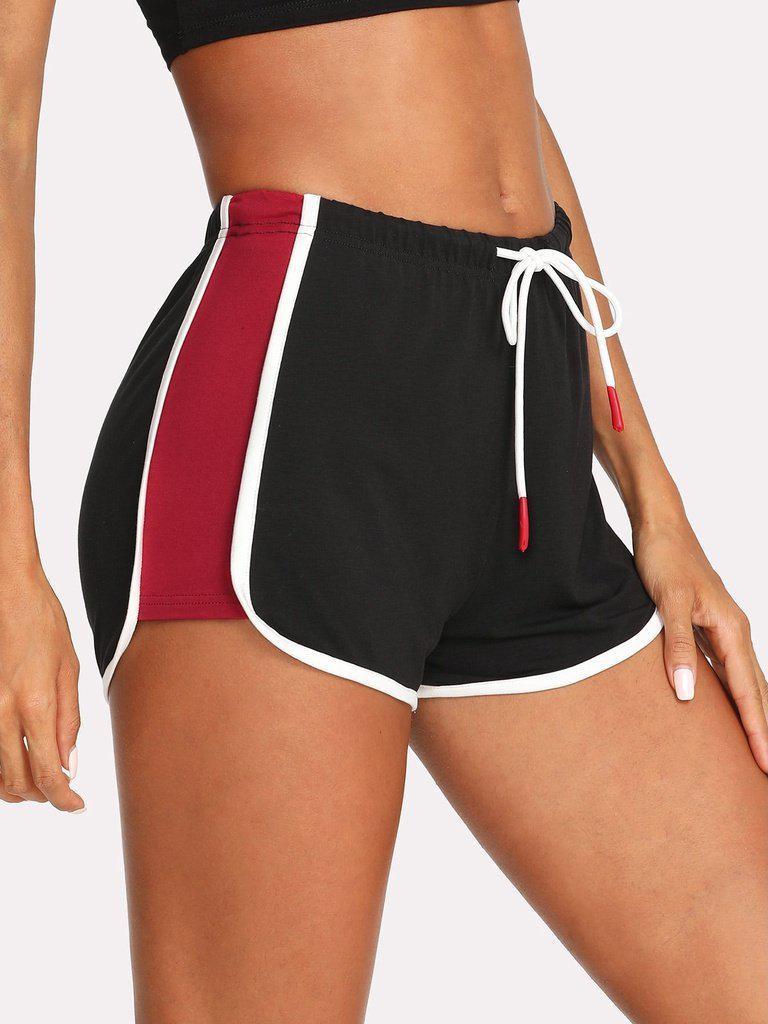 Contrast Binding Color Block Dolphin Shorts-bottom-Des Mess