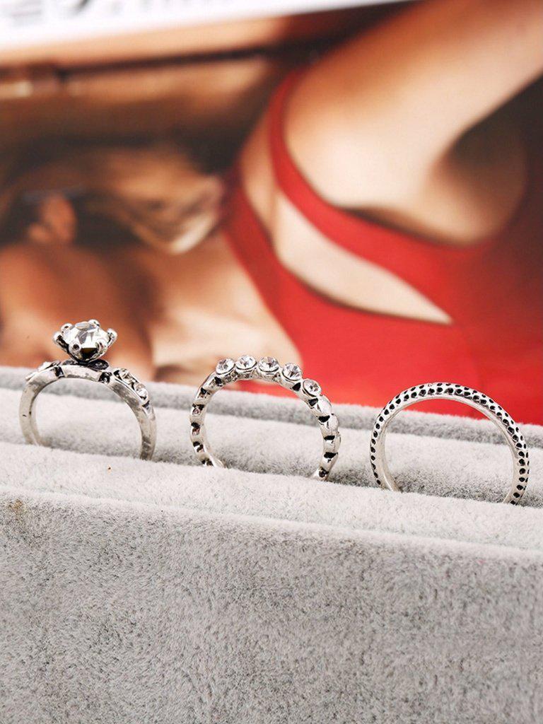 Rhinestone Ring Set 3pcs-jewelry-Des Mess