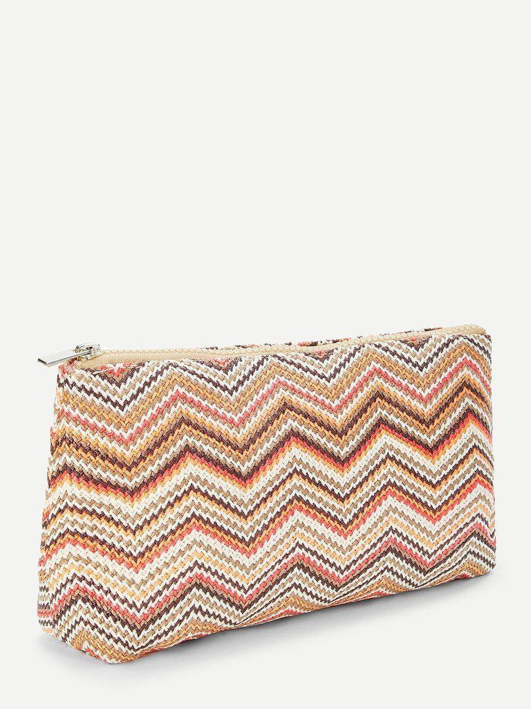 Zig Zag Woven Makeup Bag-makeup-Des Mess