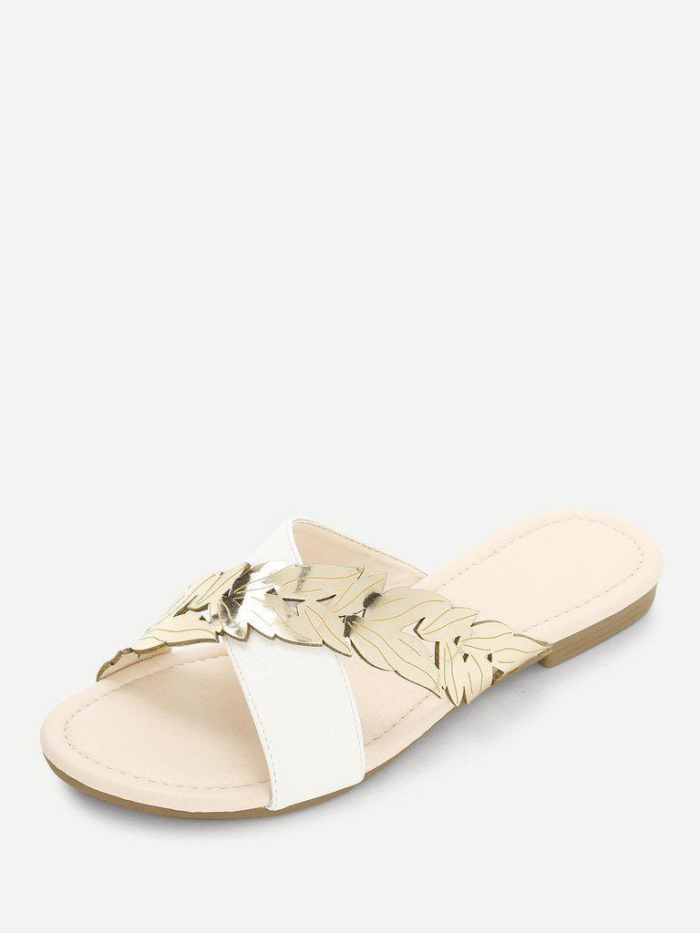 Metallic Panel Criss Cross Sliders-shoes-Des Mess