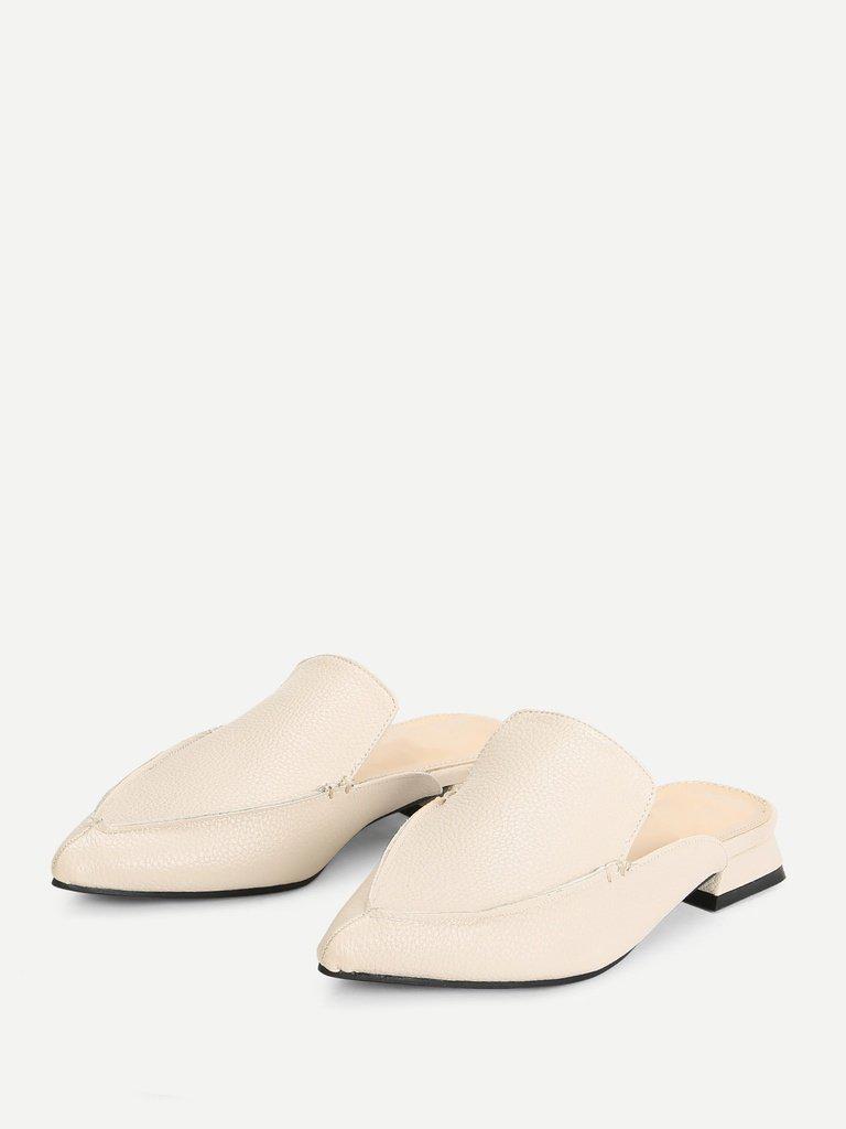 PU Pointed Toe Flat Mules-shoes-Des Mess
