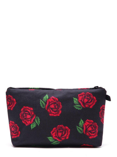 Rose Flower Print Makeup Bag-makeup-Des Mess