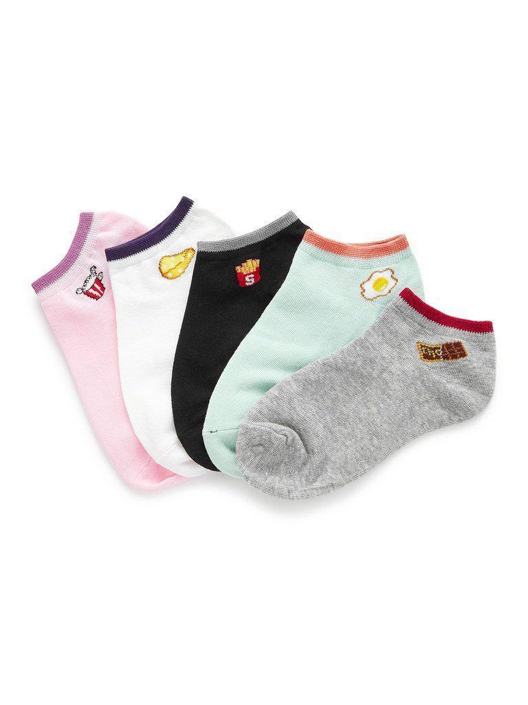Contrast Cuff Below Ankle Socks 5 Pairs-accessories-Des Mess