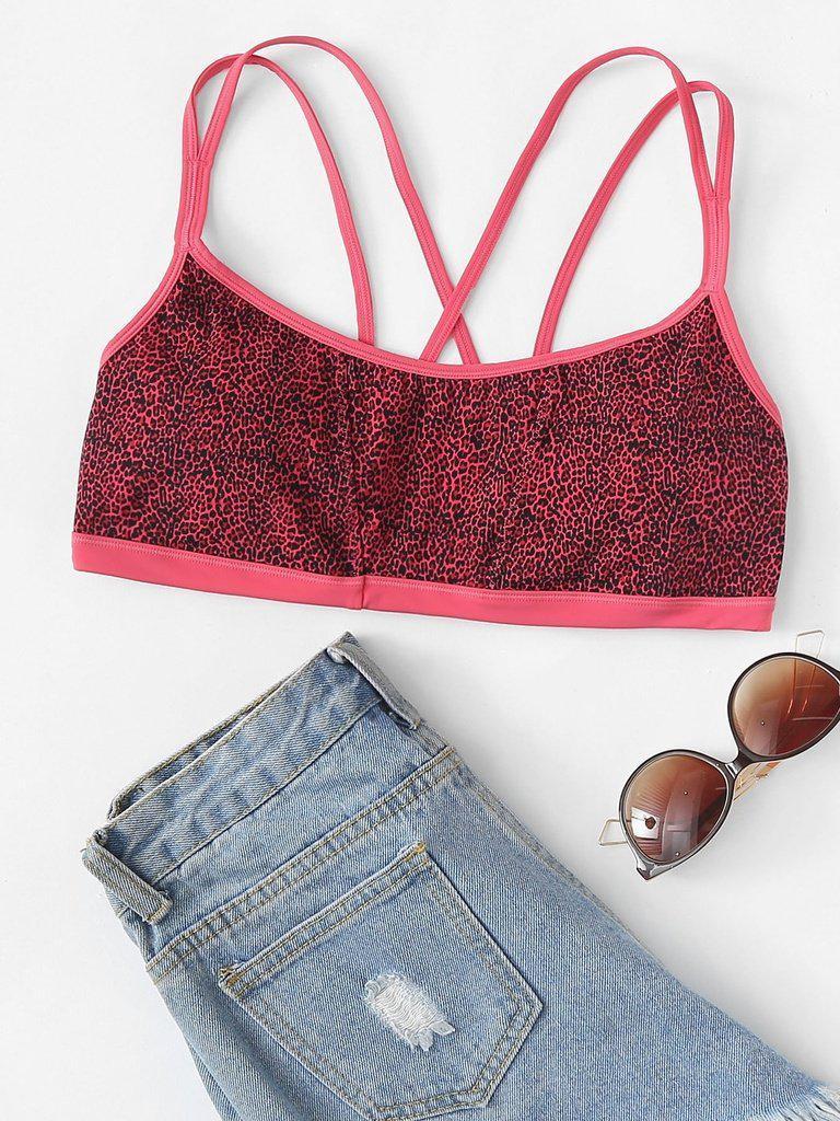 Leopard Strappy Sports Bra-sportswear-Des Mess
