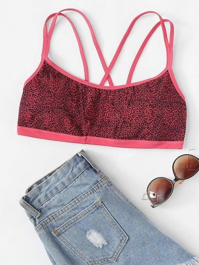Leopard Strappy Sports Bra-sportswear-Des Mess