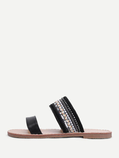 Tribal Embellished Flat Sandals-shoes-Des Mess