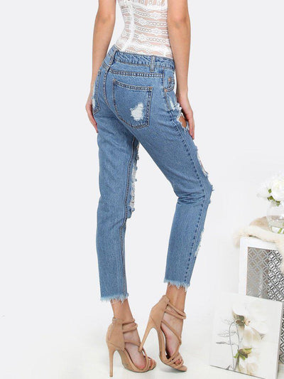 Destroyed Cropped Denim Pants-bottom-Des Mess
