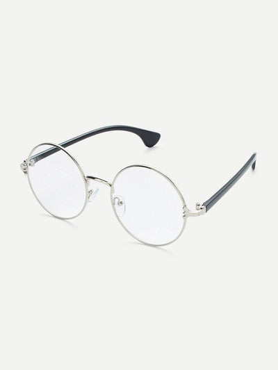 Silver Frame Black Arm Clear Lens Glasses-accessories-Des Mess