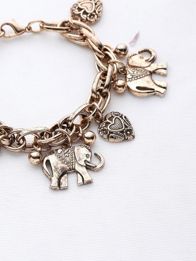 Elephant And Heart Shaped Charm Bracelet-jewelry-Des Mess